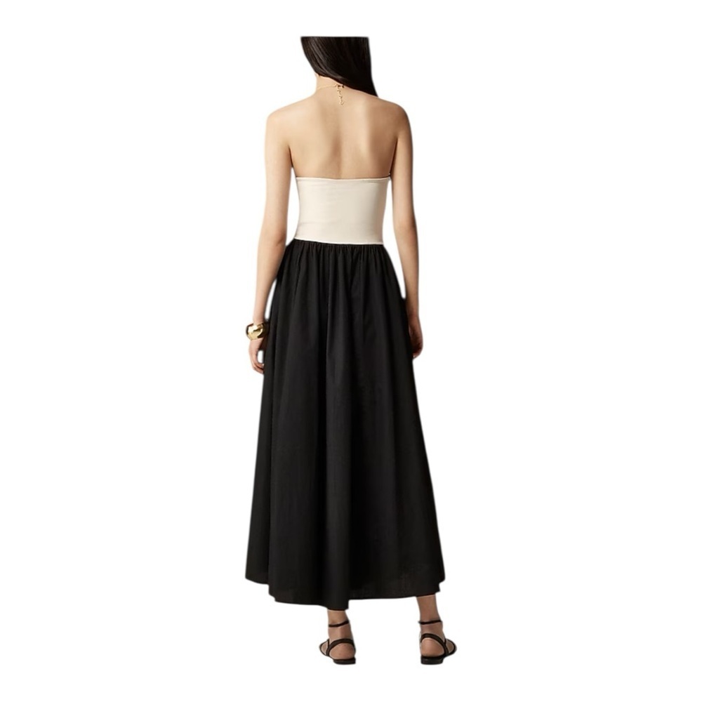 J Crew Colorblock Strapless Mixi Dress Maxi Length Womens Size M Black and Ivory - Picture 3 of 13